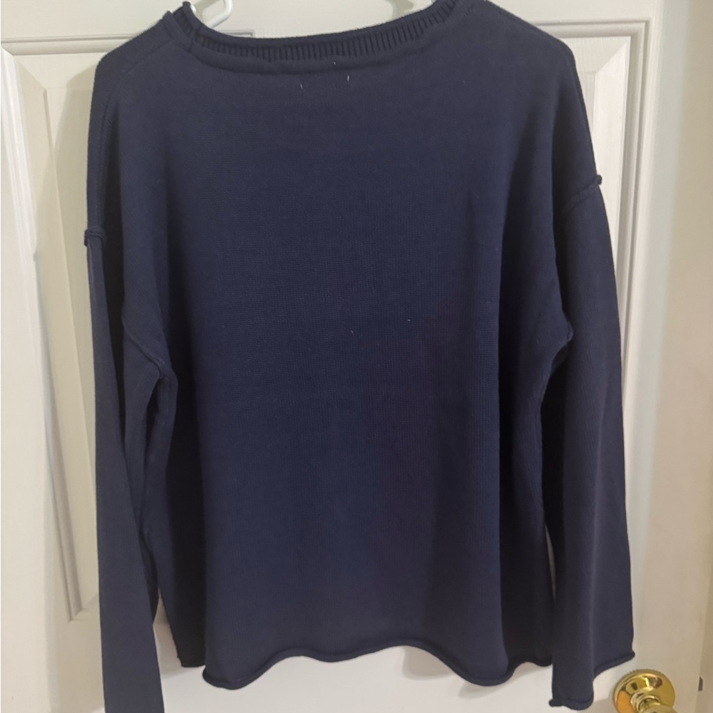 Pink Lily Navy Blue ‘BEACH’ Sweater Sz S - Picture 4 of 6